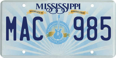 MS license plate MAC985