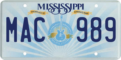 MS license plate MAC989