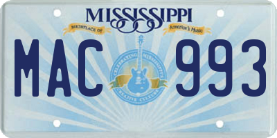 MS license plate MAC993