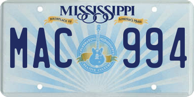MS license plate MAC994