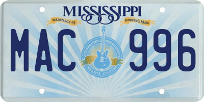 MS license plate MAC996