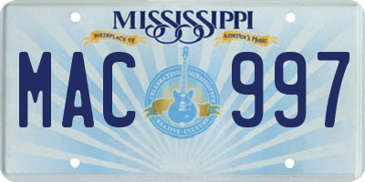MS license plate MAC997