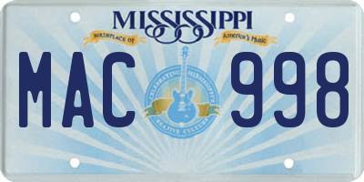MS license plate MAC998