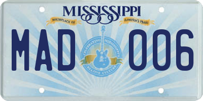 MS license plate MAD006