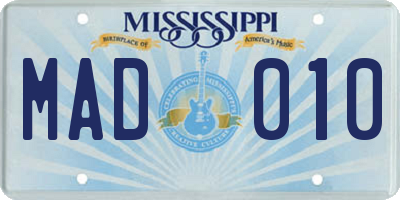 MS license plate MAD010
