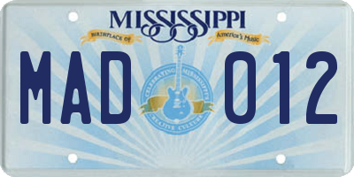 MS license plate MAD012