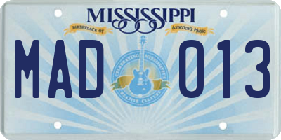 MS license plate MAD013