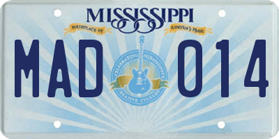 MS license plate MAD014