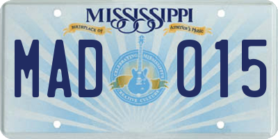 MS license plate MAD015