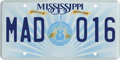 MS license plate MAD016