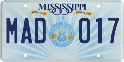 MS license plate MAD017