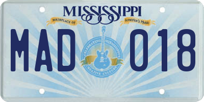 MS license plate MAD018