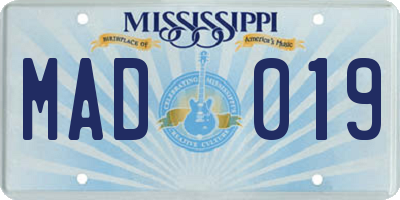 MS license plate MAD019