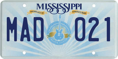 MS license plate MAD021