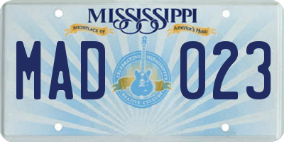 MS license plate MAD023