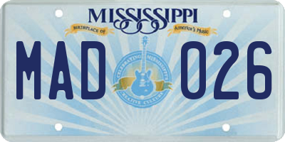 MS license plate MAD026
