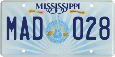 MS license plate MAD028