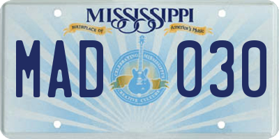 MS license plate MAD030
