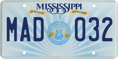 MS license plate MAD032