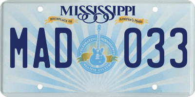 MS license plate MAD033
