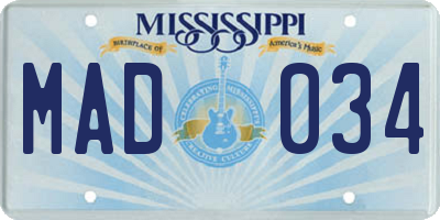 MS license plate MAD034