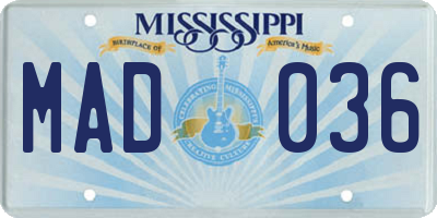MS license plate MAD036