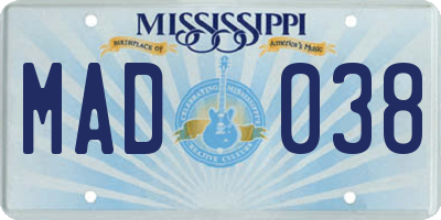 MS license plate MAD038