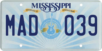 MS license plate MAD039