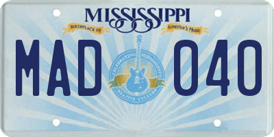 MS license plate MAD040
