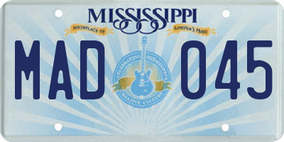 MS license plate MAD045