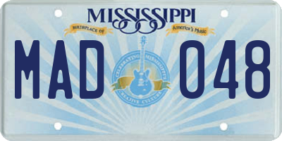 MS license plate MAD048