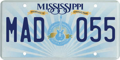 MS license plate MAD055