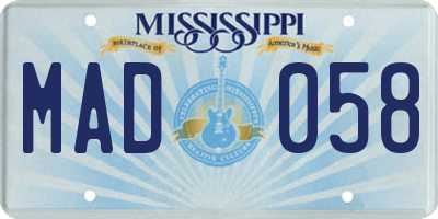 MS license plate MAD058