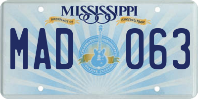 MS license plate MAD063