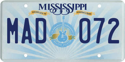 MS license plate MAD072