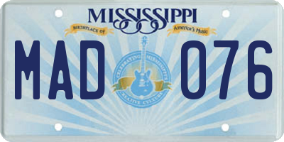 MS license plate MAD076