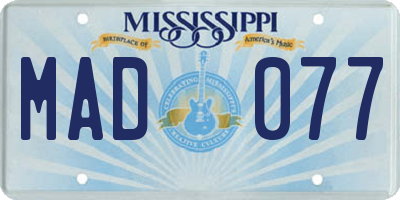 MS license plate MAD077