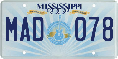 MS license plate MAD078