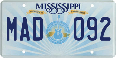 MS license plate MAD092