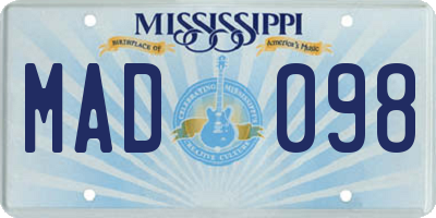 MS license plate MAD098