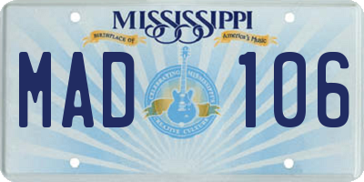 MS license plate MAD106