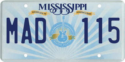 MS license plate MAD115