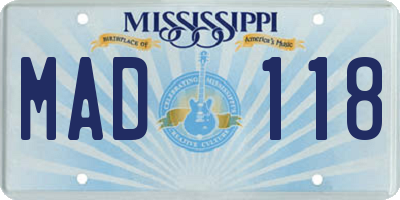 MS license plate MAD118