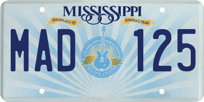 MS license plate MAD125
