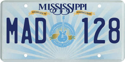 MS license plate MAD128