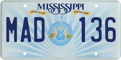 MS license plate MAD136