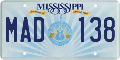 MS license plate MAD138