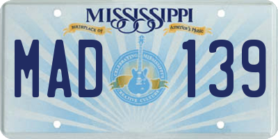 MS license plate MAD139