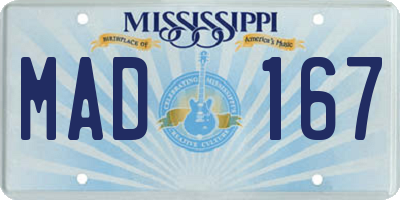 MS license plate MAD167