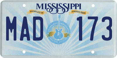MS license plate MAD173